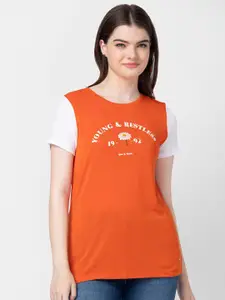 SPYKAR Women Typography Printed Slim Fit T-shirt