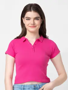 SPYKAR Women Polo Collar Slim Fit T-shirt
