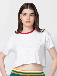 SPYKAR Women Typography Printed Slim Fit Cotton T-shirt