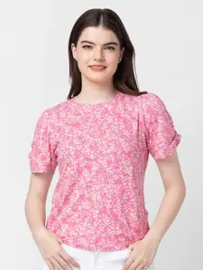 SPYKAR Women Floral Printed Slim Fit Cotton T-shirt