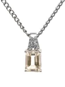 HIFLYER JEWELS 925 Sterling Silver Quartz Stone Studded Pendant With Chain