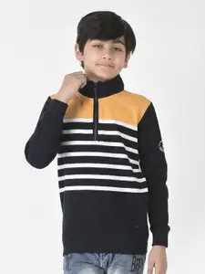 Crimsoune Club Boys Cotton Striped Sweatshirt