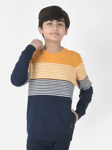 Crimsoune Club Boys Cotton Striped Sweatshirt