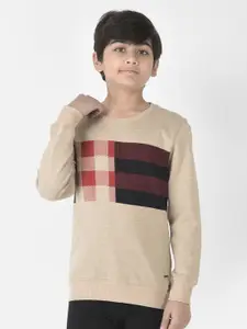 Crimsoune Club Boys Cotton Checked Sweatshirt