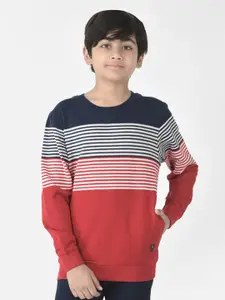 Crimsoune Club Boys Cotton Striped Sweatshirt
