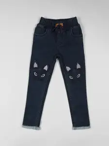 A-Okay Girls Slim Fit High-Rise Applique Cotton Jeans
