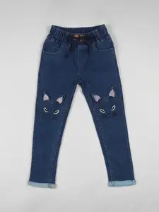 A-Okay Girls Slim Fit High-Rise Applique Cotton Jeans