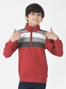 Crimsoune Club Boys Striped Mock Collar Sweatshirt