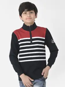 Crimsoune Club Boys Striped Mock Collar Sweatshirt