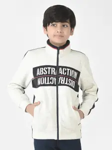 Crimsoune Club Boys Typography Printed Mock Collar Sweatshirt