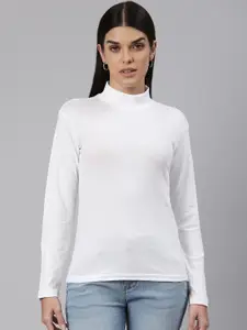 Huetrap Women High Neck Cotton T-shirt