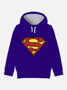 YK Justice League Boys Superman Printed Hooded Cotton Sweatshirt