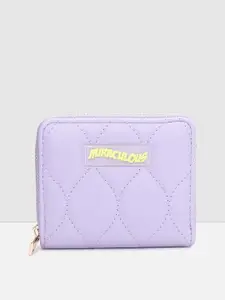 max Women Lavender Geometric Textured PU Zip Around Wallet
