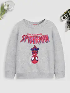YK Marvel Boys Spider-Man Printed Cotton Sweatshirt