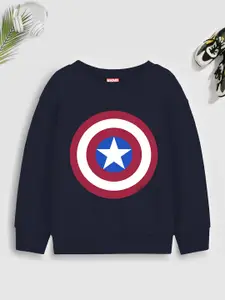 YK Marvel Boys Round Neck Captain America Printed Cotton Sweatshirt