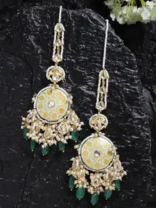 DUGRISTYLE Gold-Plated Kundan Classic Drop Earrings