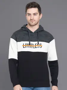 Club York Men Cotton Colourblocked Hooded Sweatshirt