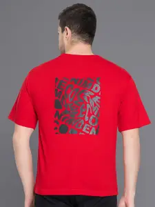 Club York Men Typography Printed Drop-Shoulder Sleeves Cotton T-shirt