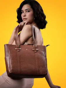 Tortoise Avril Textured Genuine Leather Laptop Handbag