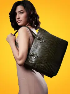 Tortoise Avril Textured Genuine Leather Laptop Handbag