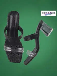 madam glorious Transparent Block Sandals  Heels