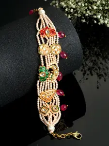 DUGRISTYLE Women Kundan Gold-Plated Link Bracelet