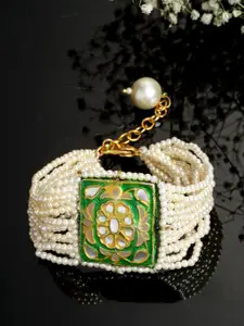 DUGRISTYLE Women Gold-Plated Pearls Link Bracelet