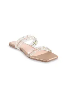 Metro Women Embellished Open Toe Flats