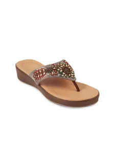 Metro Women Embellished T-Strap Flats