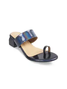 Metro Textured One-Toe Block Heels