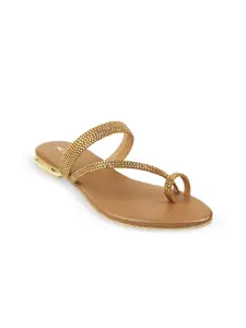 Metro Women Gold-Toned One Toe Flats