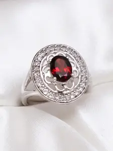 HIFLYER JEWELS 92.5 Sterling Silver Topaz Studded Finger Ring