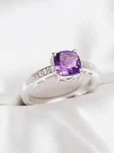 HIFLYER JEWELS Sterling Silver Stone-Studded Finger Ring