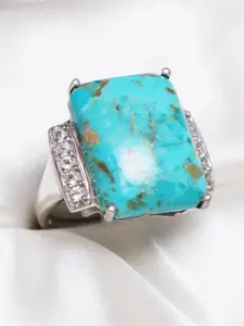 HIFLYER JEWELS 92.5 Sterling Silver Stone-Studded Finger Ring