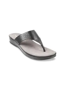 Mochi Women T-Strap Flats with Laser Cuts