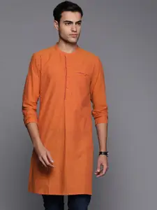 Fabindia FabBasic Cotton Band Collar Slim Fit Kurta