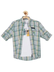 CAVIO Boys Comfort Tartan Checked Casual Cotton Shirt With T-shirt
