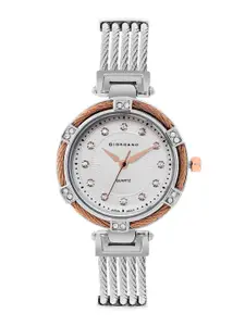 GIORDANO Women Embellished Dial & Silver Toned Straps Analogue Watch GD-60013-11-Silver