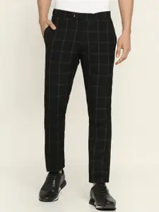 Blackberrys Men Checked Slim Fit Low-Rise Trousers