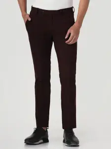 Blackberrys Men Checked Slim Fit Low-Rise Trouser