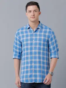 Linen Club Men Checked Pure Linen Sustainable Casual Shirt