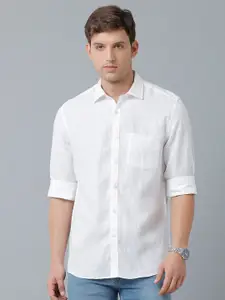 Linen Club Men Solid Spread Collar Pure Linen Sustainable Casual Shirt