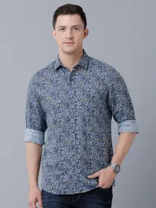 Linen Club Men Floral Printed Sustainable Casual Shirt