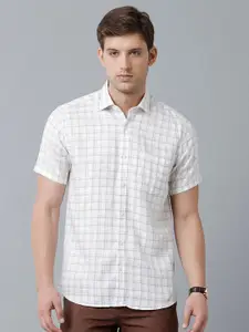 Linen Club Men Checked Pure Linen Sustainable Casual Shirt