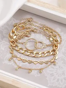 Jewels Galaxy Women Set Of 4 Gold-Plated Bangle-Style Bracelet
