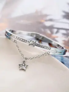 Jewels Galaxy Women Brass Silver-Plated Wraparound Bracelet