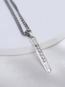 HIFLYER JEWELS 925 Sterling Silver CZ Studded Pendant With Chain