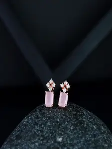 I Jewels Rose Gold-Plated Contemporary Studs Earrings