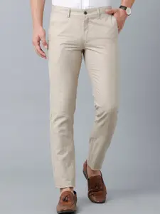 Linen Club Men Textured Slim Fit Linen Sustainable Trousers