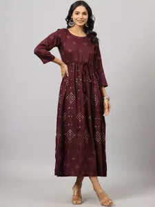 Juniper Women Embroidered Maxi Flared Dress